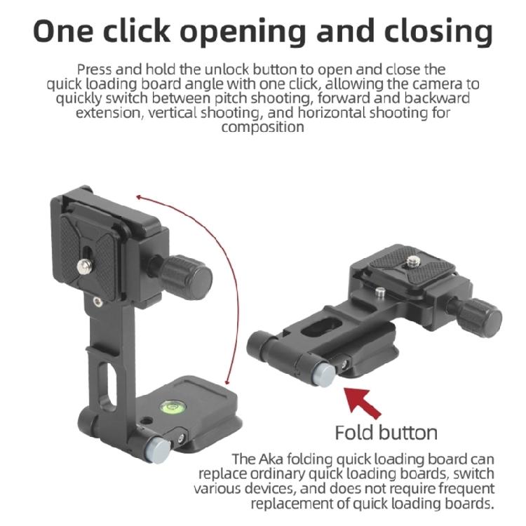 L115 Aluminum Quick Release Mounting Plate With Cold Shoe Adapter Foldable For Smooth Vertical Horizontal Transition