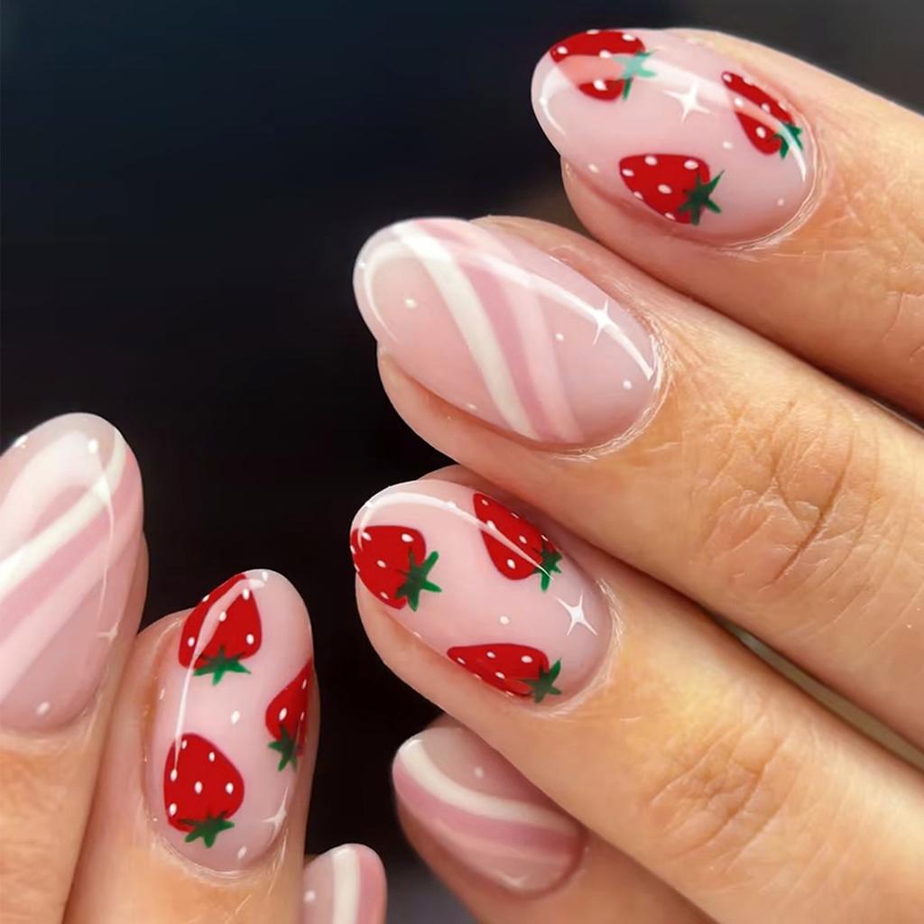 Glossy Pink Short Resin Nail Extension No Bad Smell Environmentally Friendly for Daily and Parties Wearing