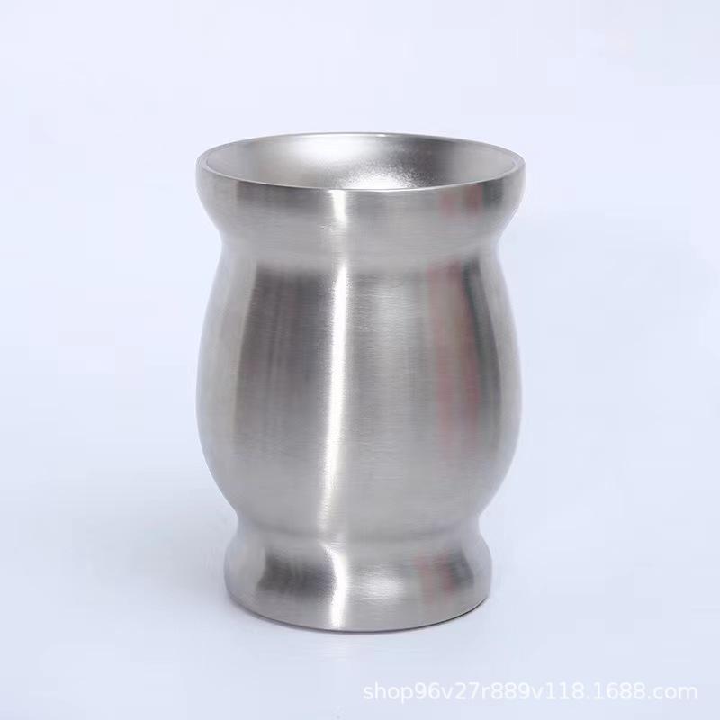 Creative Hot-selling Stainless Steel OZ Mate Cup South America Argentina Gourd-shaped Teacup with Straw Brush Stirring Spoon
