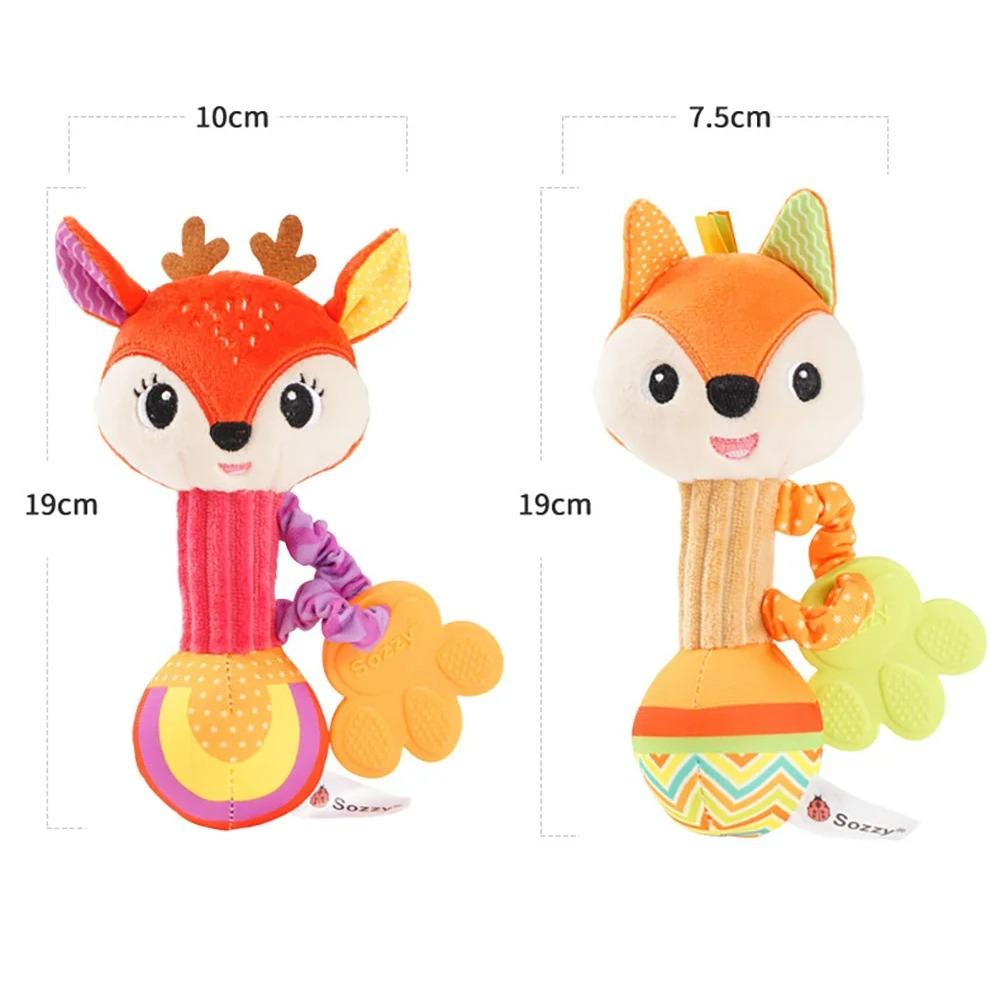 Babyrasseln, weiche Stofftierrassel, Handgriff, Babyspielzeug, Shaker, knisternd, quietschend, sensorisches Reisezubehör für Kleinkinder, Geschenke