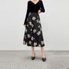 Elegant Floral A-line Midi Skirt