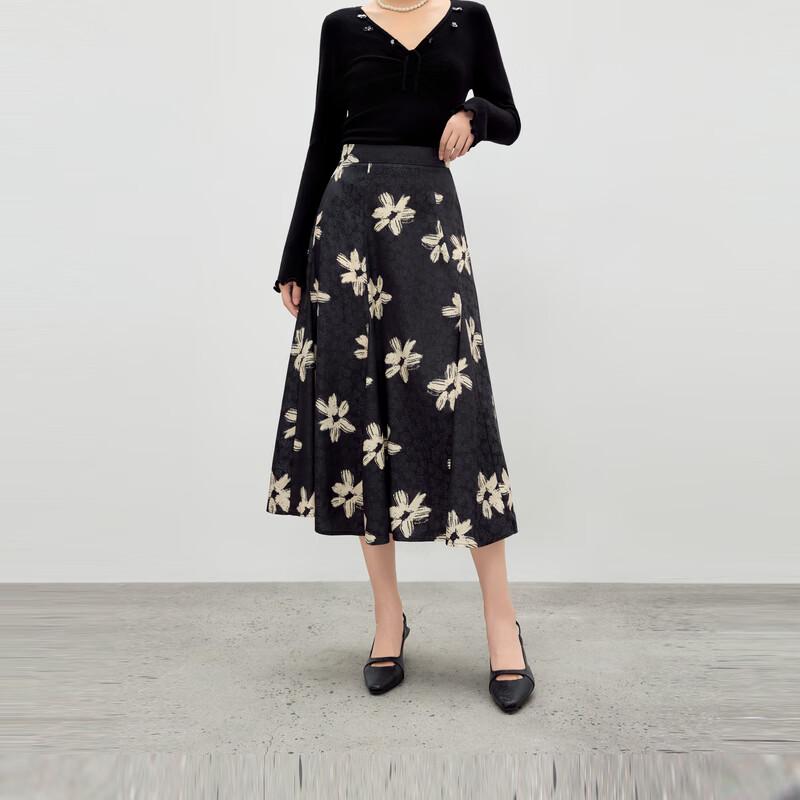 Elegant Floral A-line Midi Skirt