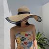 Women Sun Hat Big Eaves Waves Beach Cap Ladies Hat Big Brim Sun Visors UV Cut Bucket Panama Cap Foldable Straw Sunscreen Vintage