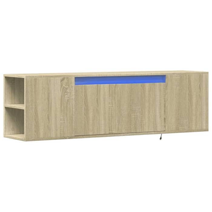 VidaXL Wall-Mounted TV Cabinet with LED Lights Sonoma Oak 135x31x39.5 Cm, Wall-Mounted TV Unit, Floating TV Unit, Support 852385