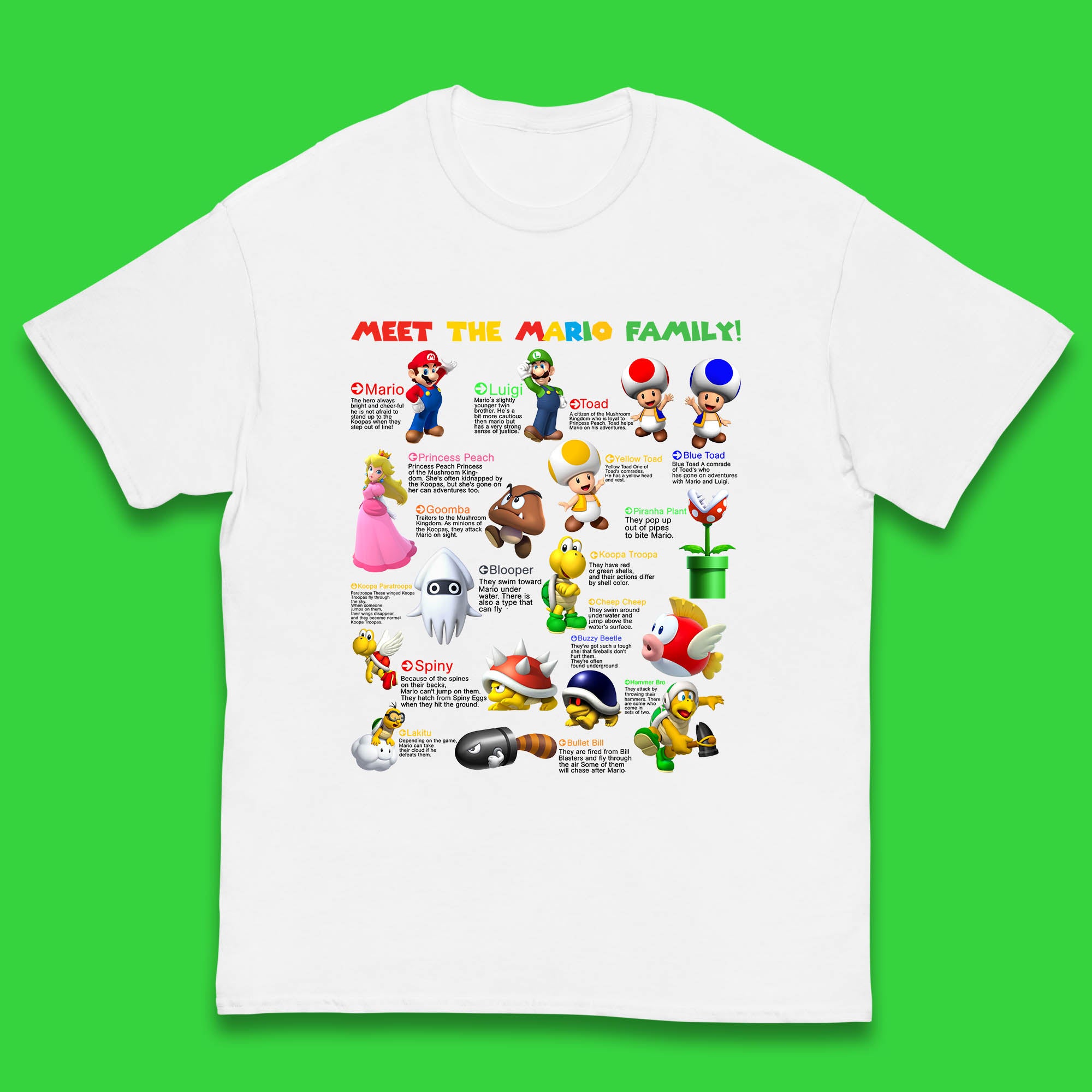 Meet The Mario Family Super Mario Vintage Mario Family Matching Costume Kids T Shirt 150