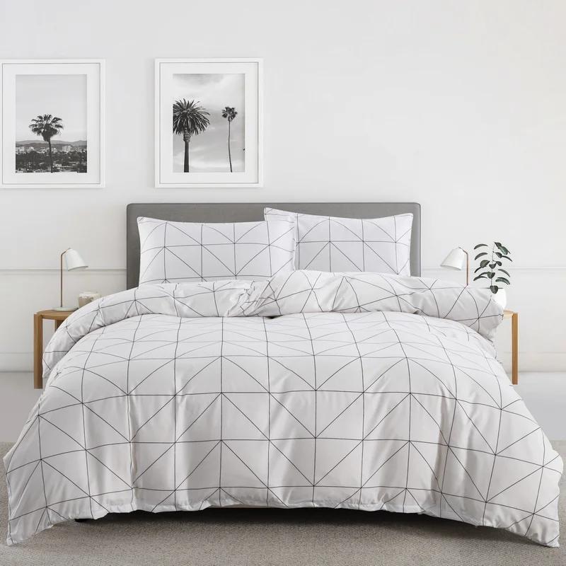 Simple Stripes Duvet Cover Twin Full King Modern Geometric Striped Comforter Cover 2/3pcs Microfiber Reversible Boho Bedding Set