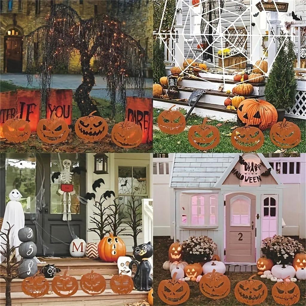 Halloween Wooden Pumpkin Garden Plaque FestivalLantern CourtyardAutumn Art Theme Statue