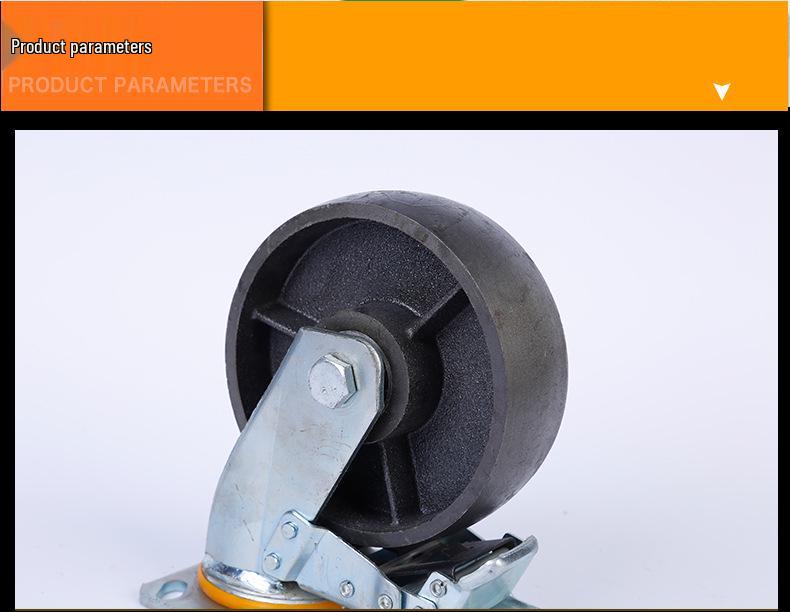 High-Temperature Resistant Cast Iron Swivel Caster with Brake: 4", 5", 6", 8" Wheels for Oven and Grill.