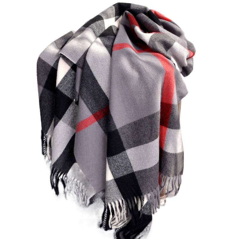 Pamwallymensa Women's Scarf Winter Luxury Brand Tippet Scarves for Ladies Plaid Shawls Warm British Style Thicken Man