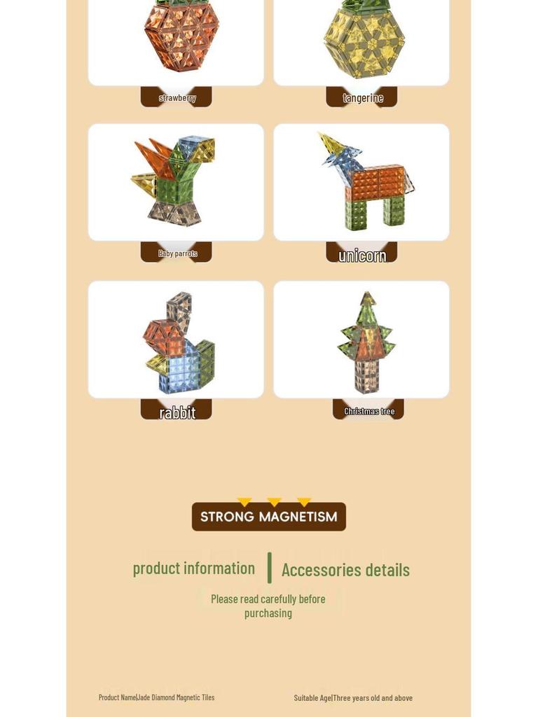 Jade Diamond Magnetic Tiles: Shape-Shifting, Stained Glass Educational Toys for Kids