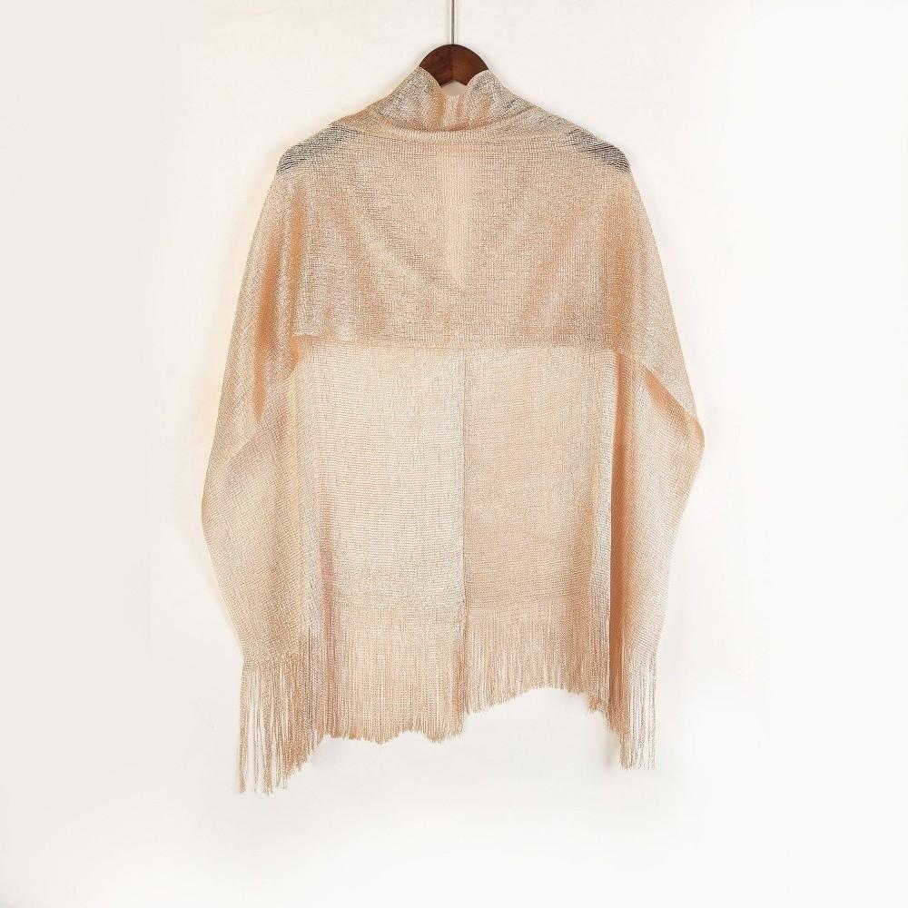 Gold Silver Shiny Silk Shawl Lace Tassel Fashion Hijab Fashion Evening Dress Scarf  Summer Wear