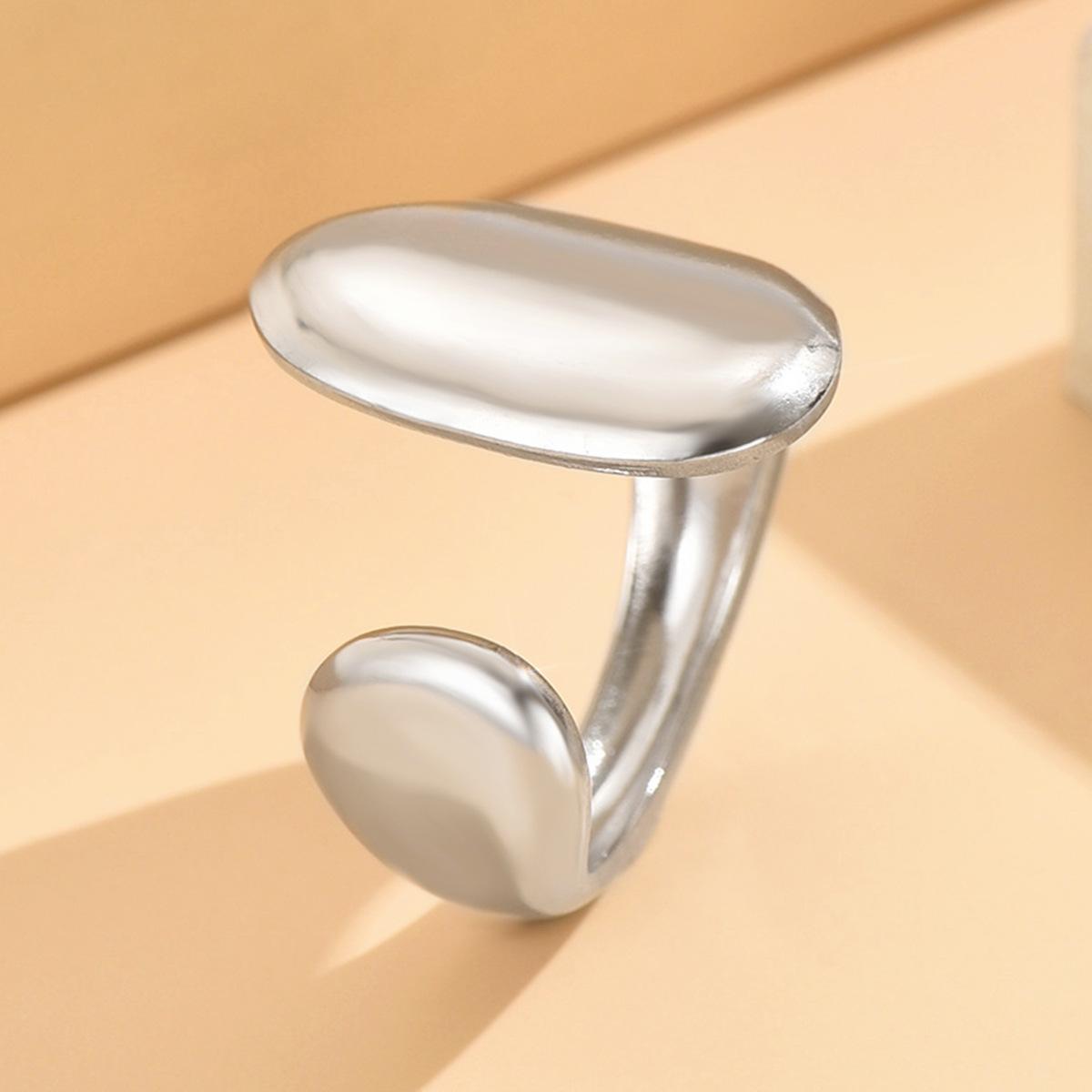 Retro Baroque-Style Open Stainless Steel Geometric Ring for Women
