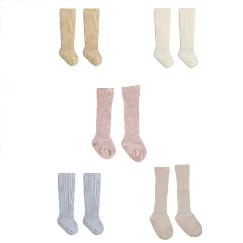 Anti-Rutsch Boden Socken für Kleinkind Mädchen Jungen Unisex Überknie Socken Säugling gekämmte Baumwolle Gummisohlen Socken für Innen