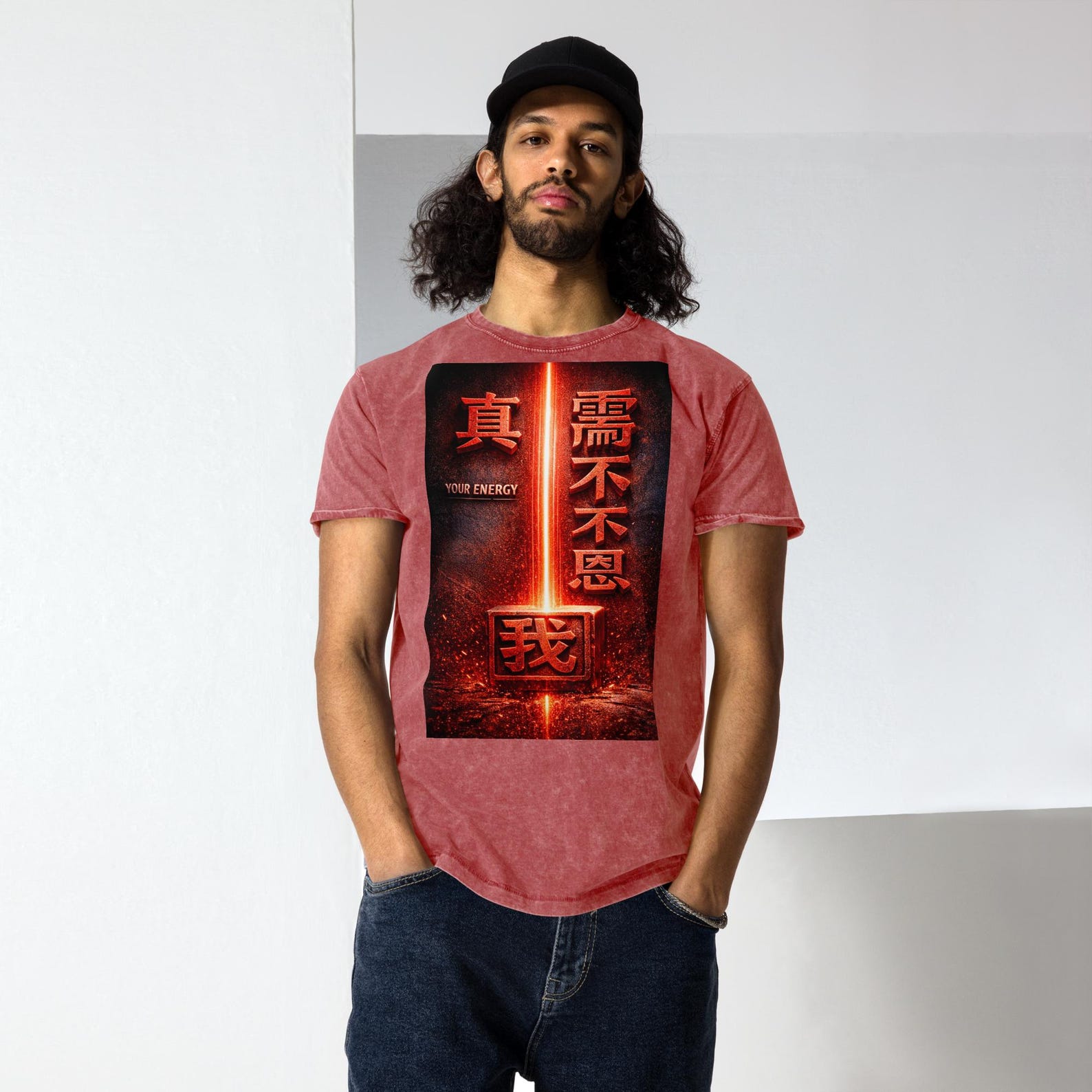 RAW HUMAN — Truth Need No Grace I AM Shirt, Kanji Graphic Tee, Unisex Denim T-Shirt, Spiritual Frequency Art, Zen Boundary Protection S