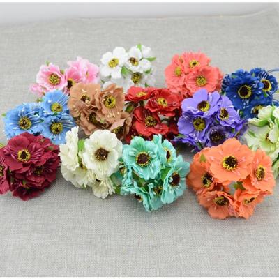 6 Stück/Los Kirschblüten Künstliche Blumen Hochzeitsauto Vase für Heimdekoration Brautstrauß Handgefertigte Seidenpflanzen