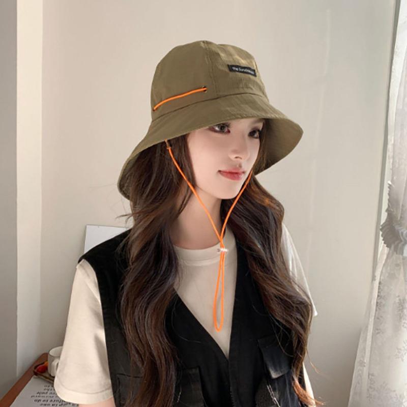 Fashion Drawstring Fisherman Hat Foldable Sun Protection Quick-Drying Travel Sun Hat Wide Brim Hiking Hat