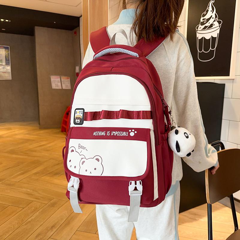

Large Capacity Lightweight Color Contrast Backpack Junior High School Student Schoolbag for Girls помаранчевий