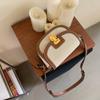 2024 New Small Style Contrast Panel Canvas Retro One Shoulder Crossbody Saddle Bag Luxury Designer Vintage Wallet Purse Ladies
