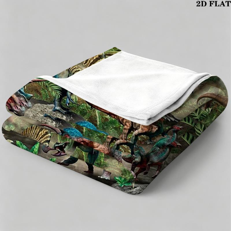 Dinosaur Print Flannel Blanket High Quality Warm Comfortable Cover for All Seasons Perfect for Gifts Home Decor