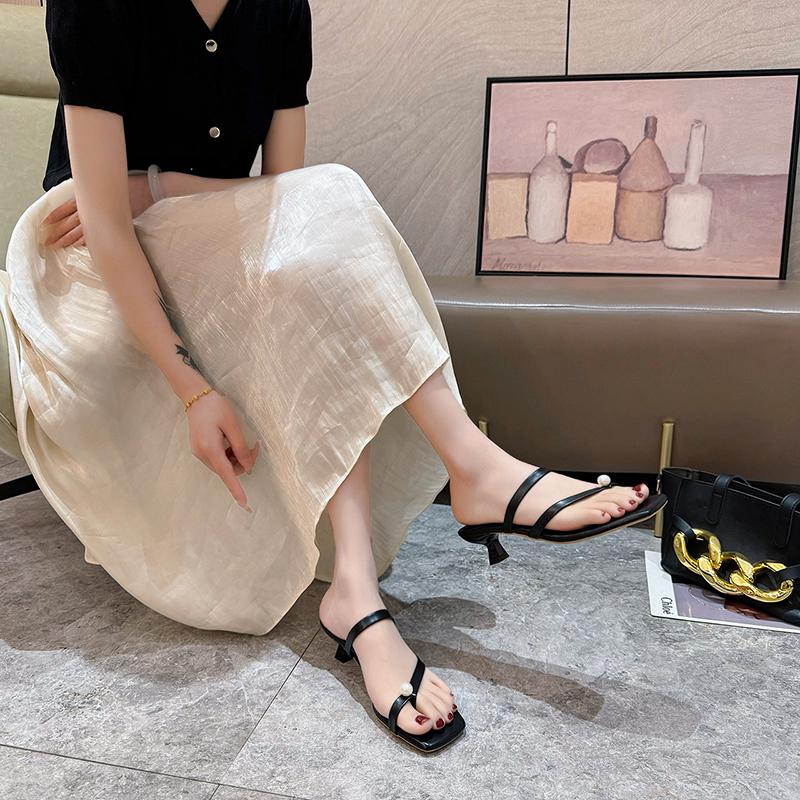 Mode 2025 Mode Damen Schuhe Spitzzehen Damen Hausschuhe Sommer Neu Outdoor Schnur Perle Übergröße Bestseller Absätze Frauen Zapatos