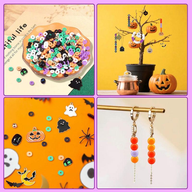 Halloween Clay Beads Kit Friendship Black Letter Bracelet Making Kit with Varieties of Charms for Jewelry Making DIY Crafts