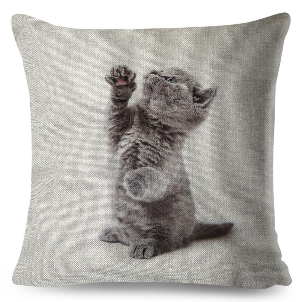 Cute Cat Pillowcase Decor Lovely Pet Animal Print Cojines Cushion Cover Polyester Pillow Case for Home Sofa Children Room 45x45