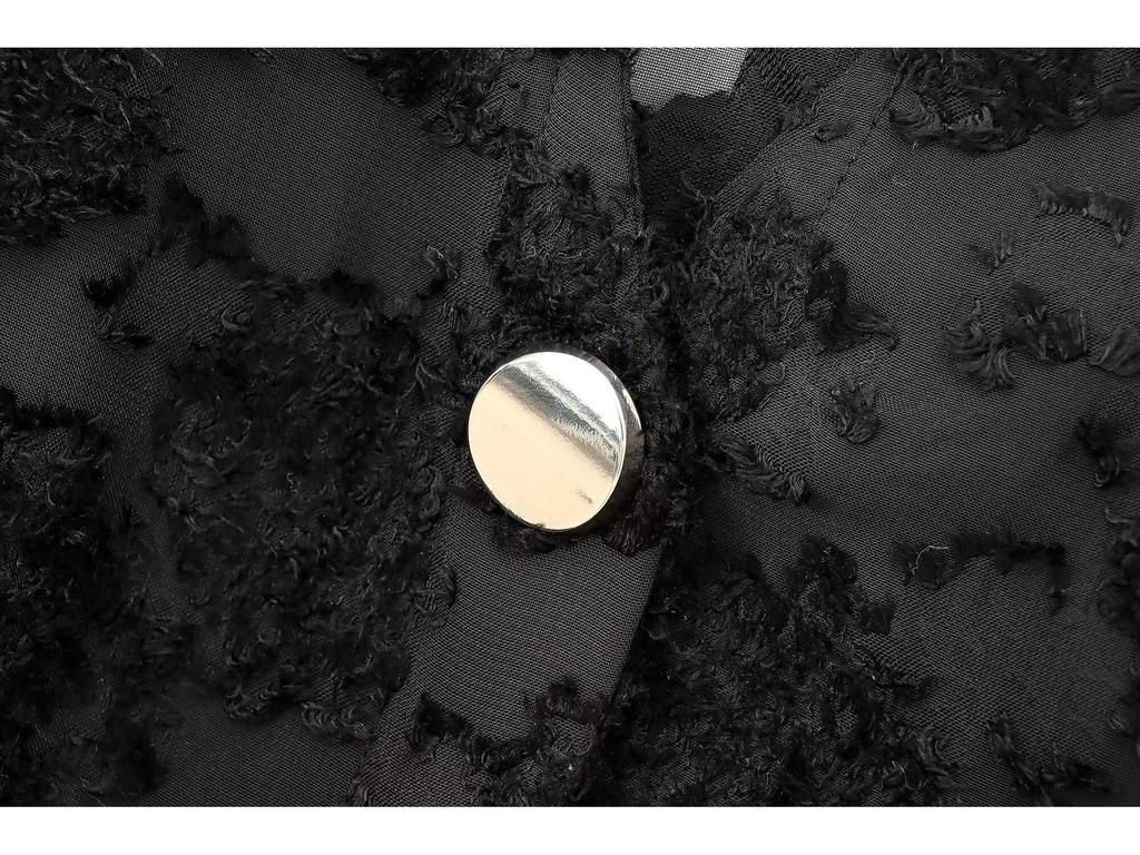 2024 Autumn Women's European & American V-Neck Long Sleeve Shirt with Gold Buttons