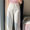 Womens White Wide Leg Straight Cut Jeans High Waist Loose Fit Casual Denim Pants 2026