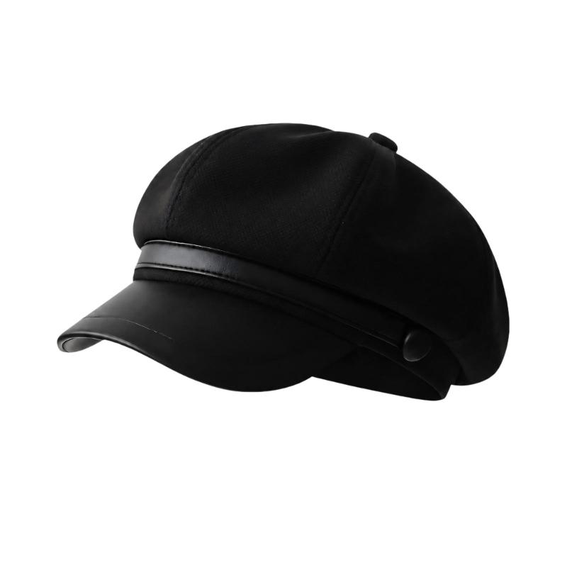 Warm Octagonal Cap for Adult and Teens, Soft Polyester Cabbie Hat with Short Brims and Button Detail for Winter Daily Styling, Street Wear