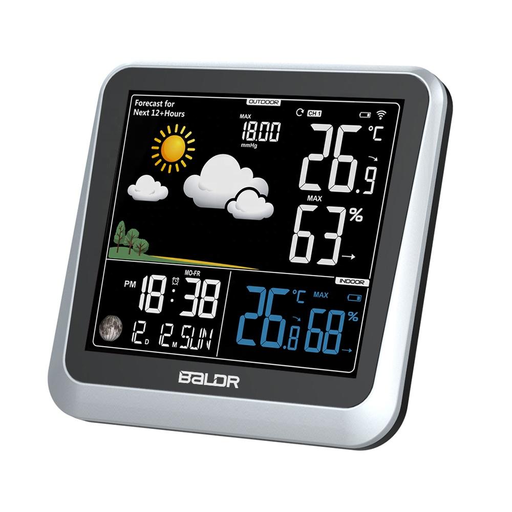 BALDR B0336 Digital Wireless Weather Station Indoor Outdoor Thermometer Hygrometer with Outdoor Sensor  Weather Forecast Moon