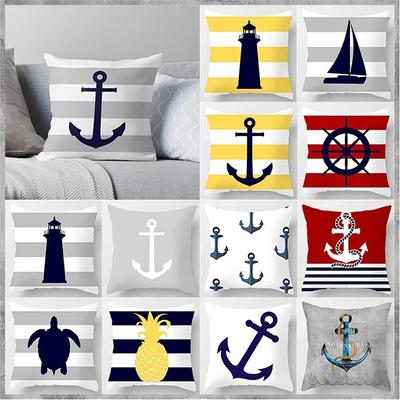 Marine Sailor Flower Pillowcase Home Office Decoration Pillow Bedroom Sofa Car Cushion Cover