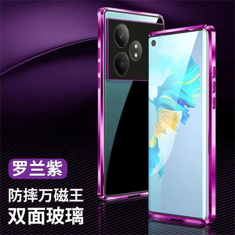 Coque Intégrale 360 Pour Realme GT 6 6T GT6 T Neo 6 SE 5G Double Face Adsorption Magnétique Métal Verre Trempé Housse de Protection pour Téléphone