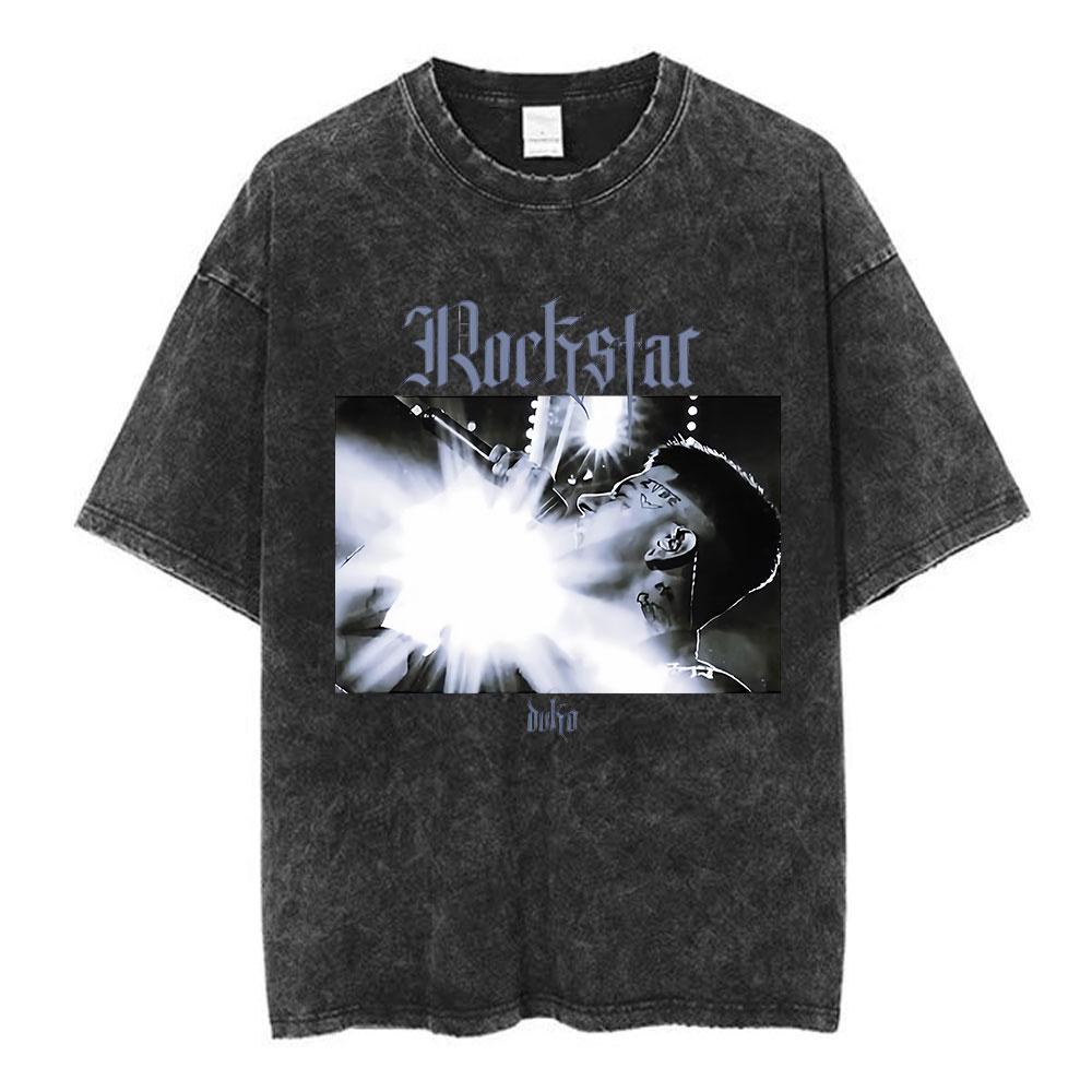 Rapper Duki ADA Tour Vintage Washed Tshirt Men Women Clothing Hip Hop Oversized Tshirts Cotton Cozy Short Sleeve T Shirts