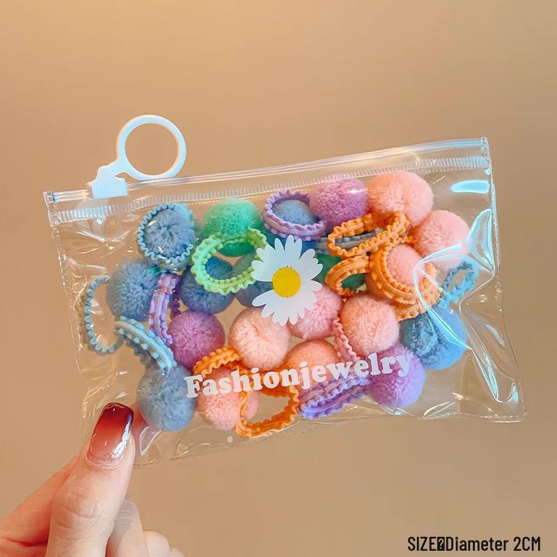 

Girls Cute Lace Pompom Hair Ties: Damage-Free Ponytail Accessories