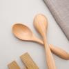 Set mit 4 Holzlöffeln mit halbkreisförmigen Griffen für den Heimgebrauch, Kaffeelöffel und Dessertlöffel, 12,2 cm x 2,8 cm (HM122TMQ*4)