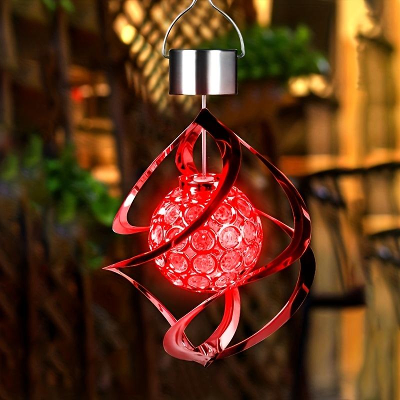 1 pz Campanella a Vento Solare a LED da Esterno Luce Pendente Gradiente RGB con Campanella a Vento Solare Argentata e Luce Decorativa a 7 Colori