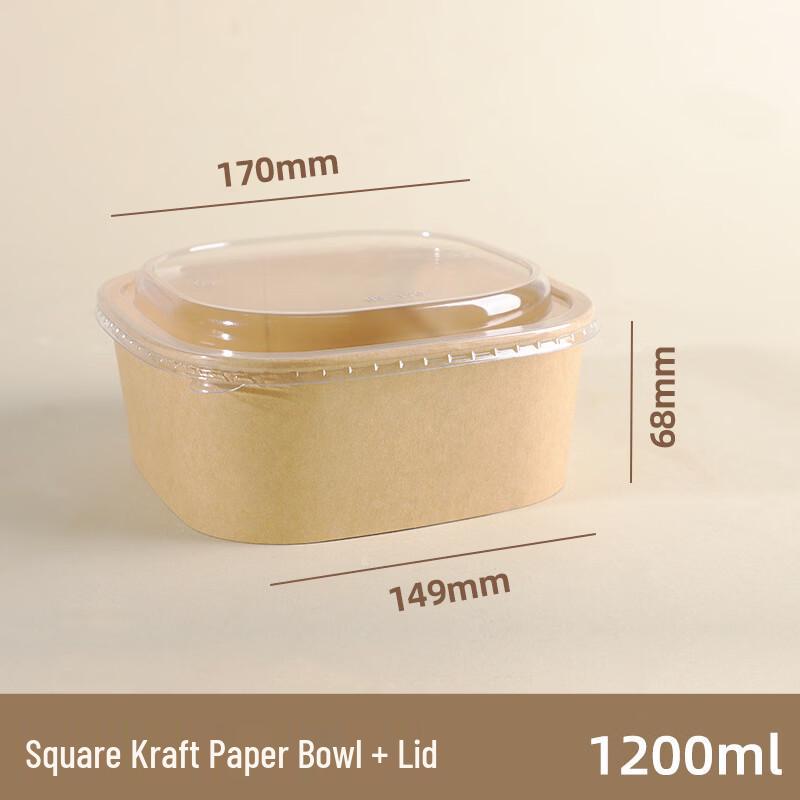 Lantuan Disposable Square Kraft Paper Food Container with Lid