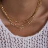 Uworld Classic Minimalist 18K Gold Color Plated Round White Zircon Paperclip Necklace Waterproof Stainless Steel Women Jewelry