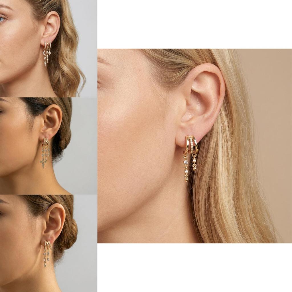 Fashion Alloy Asymmetrical Drop Earrings With Chain Tassels For Women