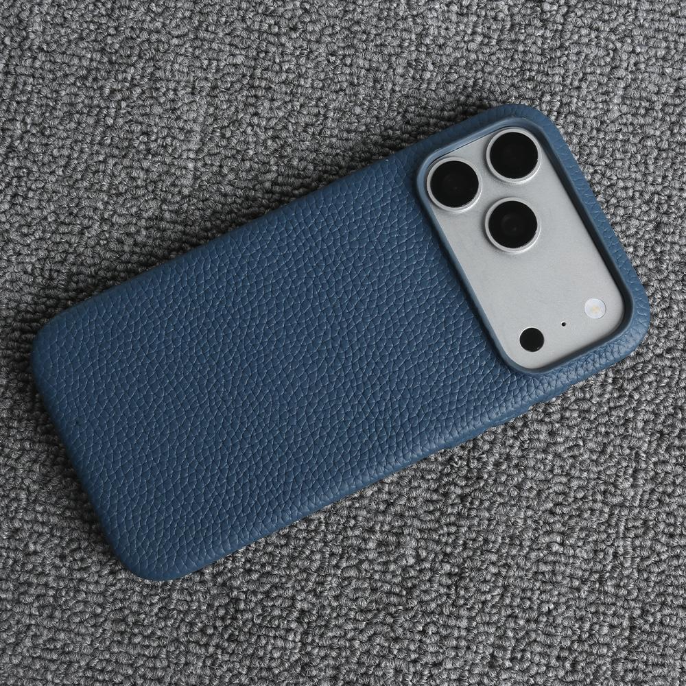 Luxus Echtleder Rindsleder Hülle für iPhone 17 Pro Max 16 15 14 13 12 Natürliches Rindsleder Litschi-Leder Stoßfeste Handyhülle Fundas