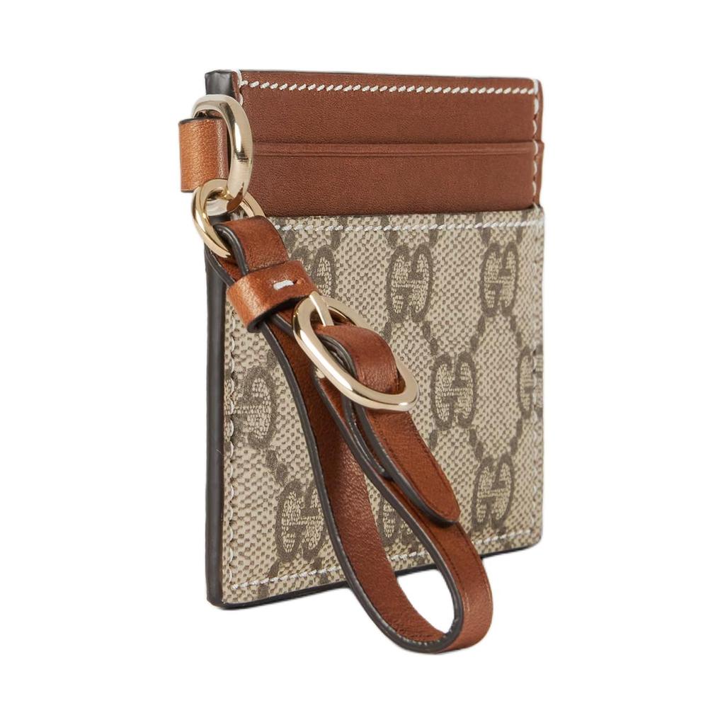 Gucci Emblem Logo Print Coated Canvas Card Holder Women Accessories Beige Brown 819121-FAD6L-9758