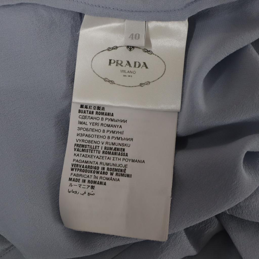 Prada 7 Minutes Sleeve Blouse 40 Blue Gray Back Opening Women Used