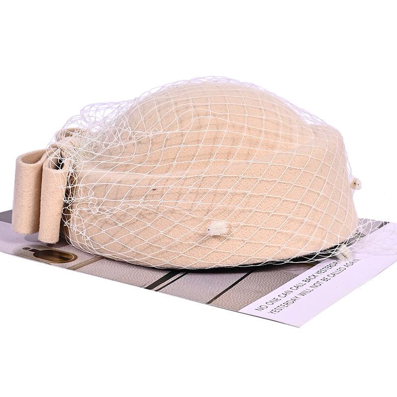 

Европейский и американский темперамент Шляпка-таблетка из шерстяного фетра: Ретро Осенне-зимняя джазовая шляпка стюардессы в британском стиле. One Size бежевый