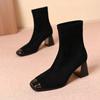 High-heeled Women's New Style Thick-soled Square-toe Short Boots with Shoes