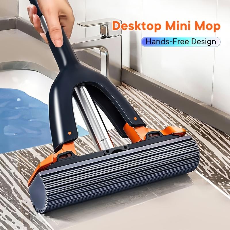 Mini Sponge Mop Hands-Free Squeeze Mop Portable Desktop Cleaning Brush Tool for Bathroom Kitchen