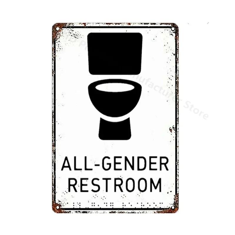Toilet Sign Vintage Funny Metal Tin Signs Retro WC Lavatory Toilettes Wall Poster Art Bar Club Bathroom Toilet Wall Decor