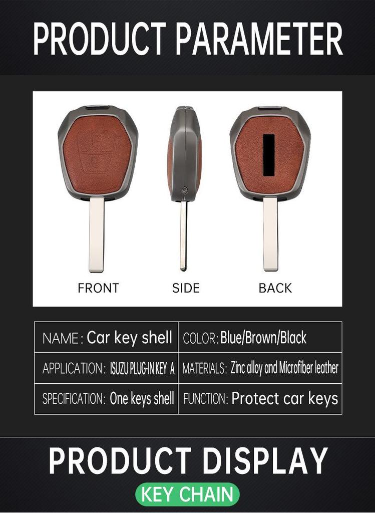 Compatible Straight-Key Case for Isuzu D-MAX/MU-X Remote Shell Pickup Buckle