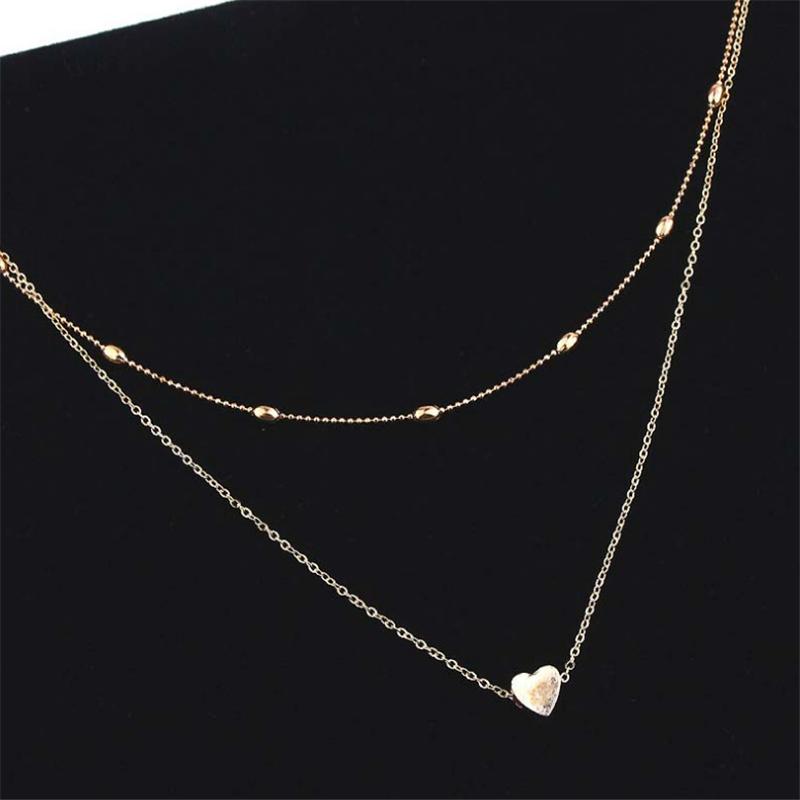 Simple Bohemia Gold Silver color heart Bead Multilayer Necklace 2020 Pendant Necklace Gift for Girl Women