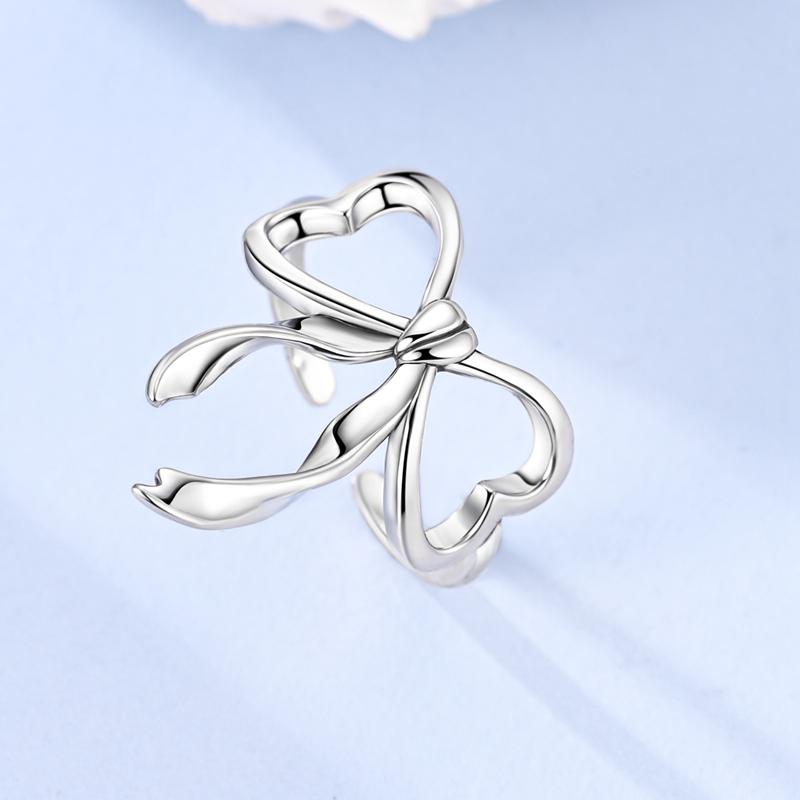 925 Sterling Silver Rings Bow Open Ring Wedding Ring Women Engagement Jewelry Anniversary Gifts