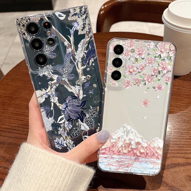 Colorful Floral Case For Samsung Galaxy S26 Ultra S25 FE S24 S23 S22 A54 A15 A35 A55 A16 A36 A56 A17 A37 A57 5G Clear Soft Cover